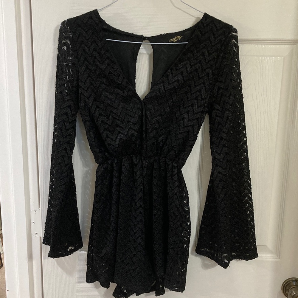 Black Bell-sleeve Romper
